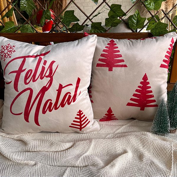 Capa para almofada "Natalina " estampada de veludo ( 45x45 ) KIT 8