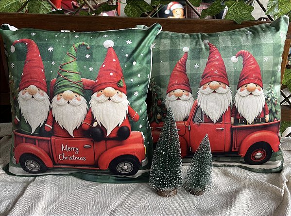 Capa para almofada "Natalina " estampada de veludo ( 45x45 ) KIT 17