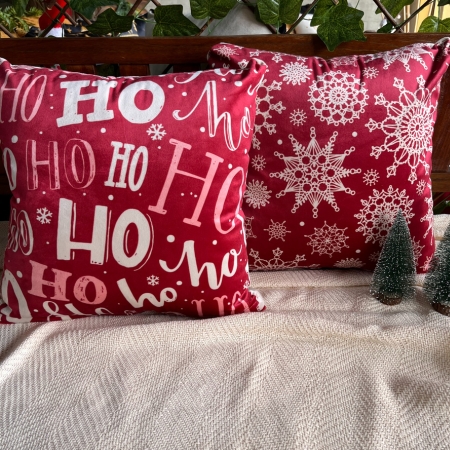 Capa para almofada "Natalina " estampada de veludo ( 45x45 ) KIT 18