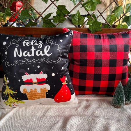 Capa para almofada "Natalina " estampada de veludo ( 45x45 ) KIT 20