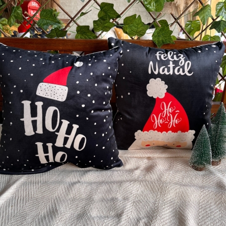 Capa para almofada "Natalina " estampada de veludo ( 45x45 ) KIT 22