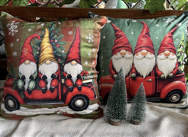 Capa para almofada "Natalina " estampada de veludo ( 45x45 ) KIT 24