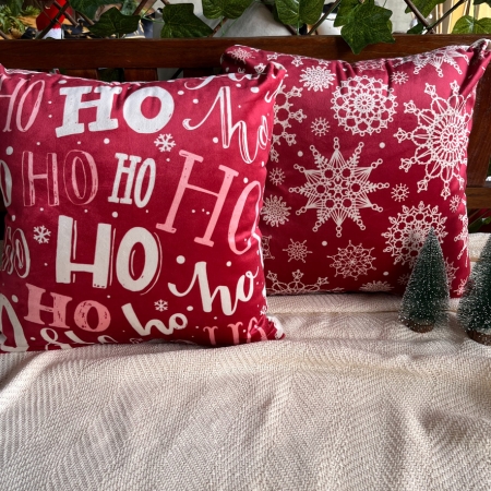 Capa para almofada "Natalina " estampada de veludo ( 45x45 ) kit 29