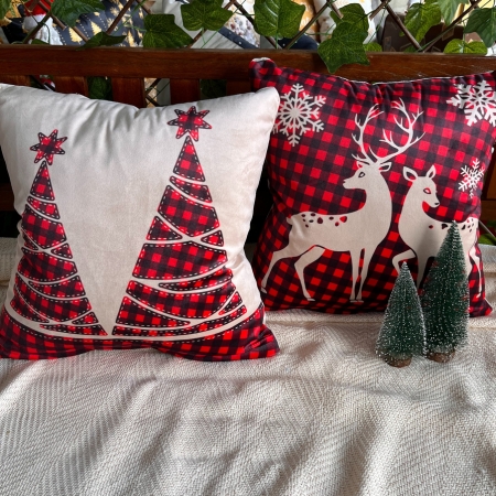 Capa para almofada "Natalina " estampada de veludo ( 45x45 ) KIT 32