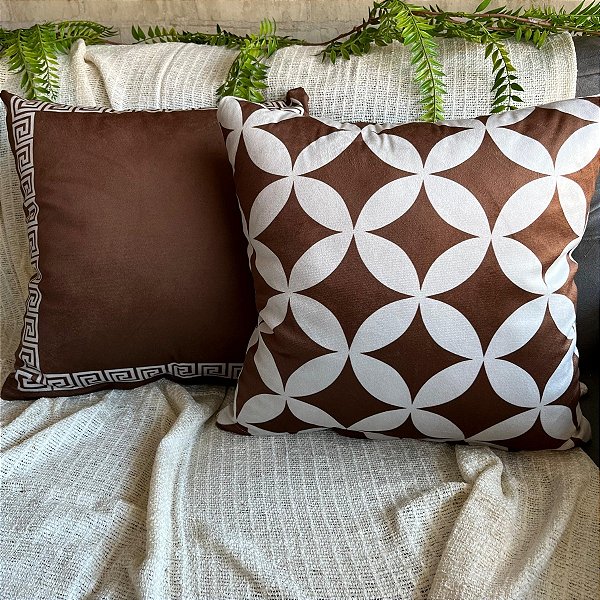 Capas para almofadas de veludo estampado geometrico 3 (45x45) kit com 2 peças