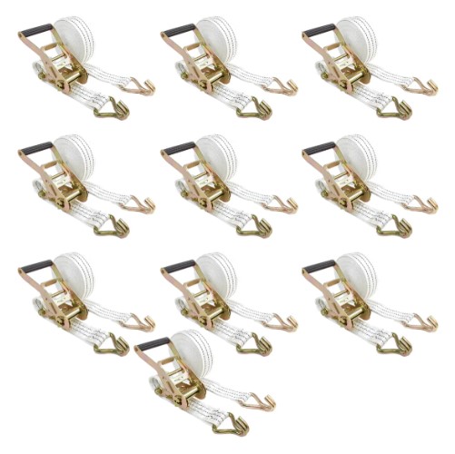 Kit 10 Cinta e Catraca Amarração Carga 3 Toneladas 9 Metros Branca