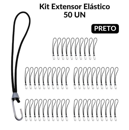 50 Extensor Elástico Fixação Lona Com Gancho 35 Cm/ Caminhão