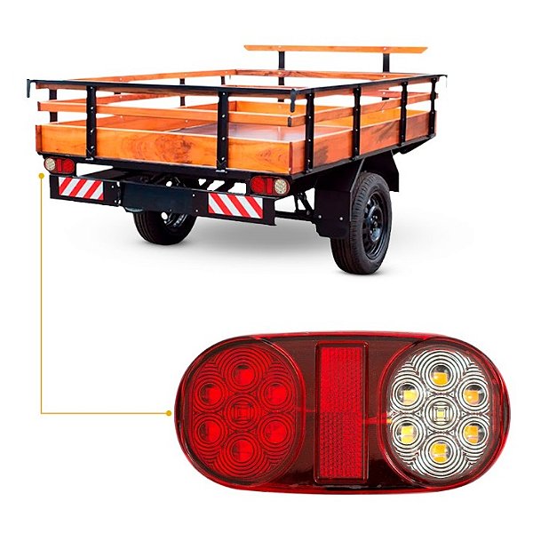 Par Lanterna Traseira Carretinha Reboque 12V Completa