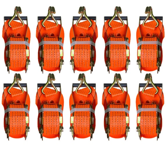 Kit 10 Cinta e Catraca Amarração Carga 5 Toneladas 9 Metros Laranja