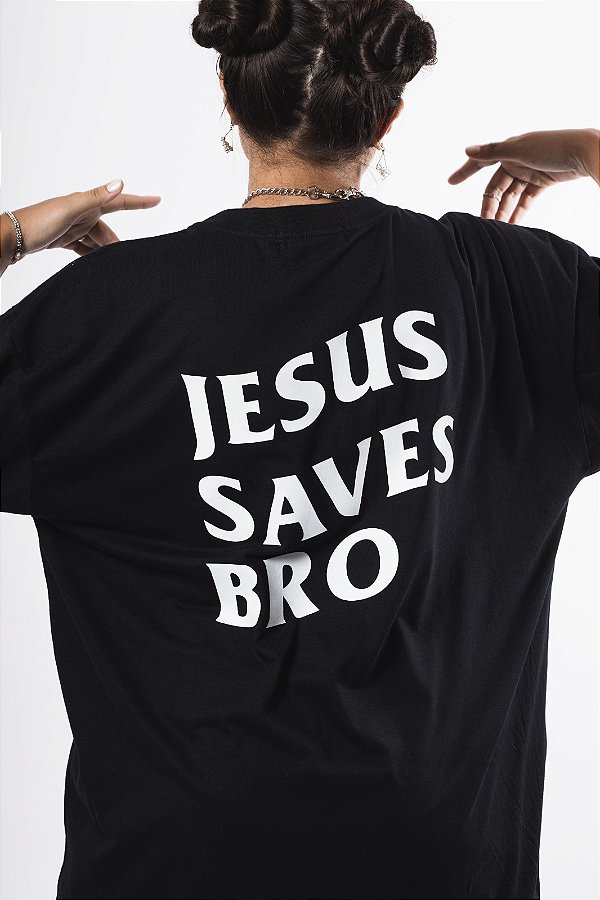 OVERSIZED JESUS SAVES BRO BLACK UNISSEX