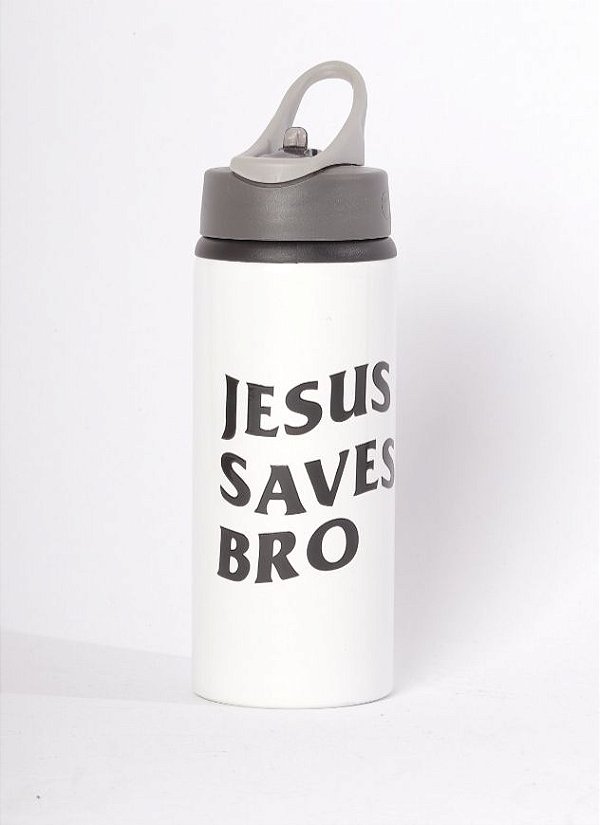 SQUEEZE JESUS SAVES BRO WHITE DE ALUMÍNIO 650ML