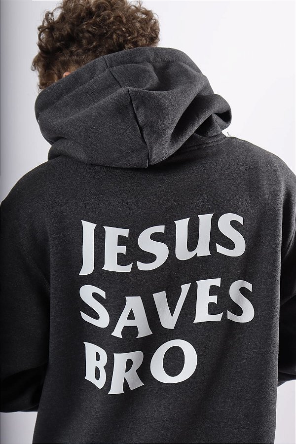 MOLETOM CANGURU JESUS SAVES BRO MESCLA