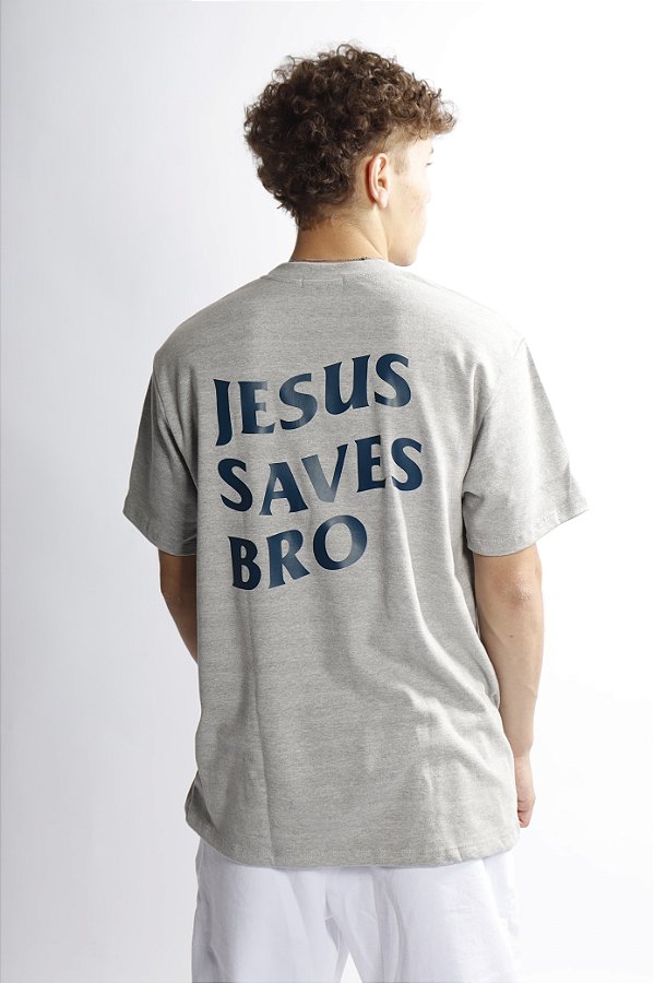 HERE I AMⓇ JESUS SAVES BRO MESCLA COM AZUL UNISSEX