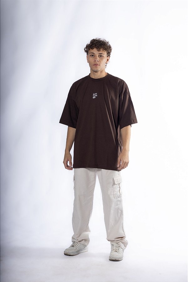 OVERSIZED JESUS SAVES BRO MARROM UNISSEX