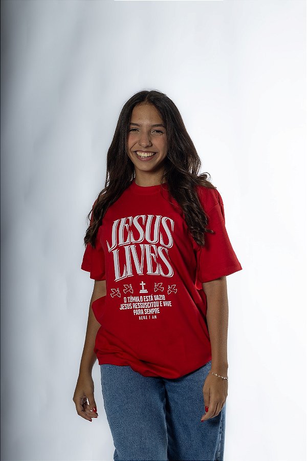 HERE I AMⓇ JESUS LIVES VERMELHA UNISSEX