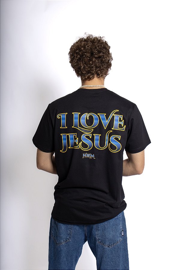 T-SHIRT I LOVE JESUS PRETA UNISSEX TRADICIONAL PREMIUM