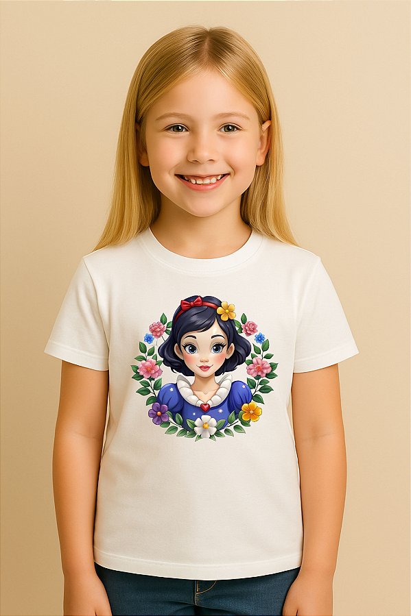 Camiseta Infantil Princesa Branca De Neve
