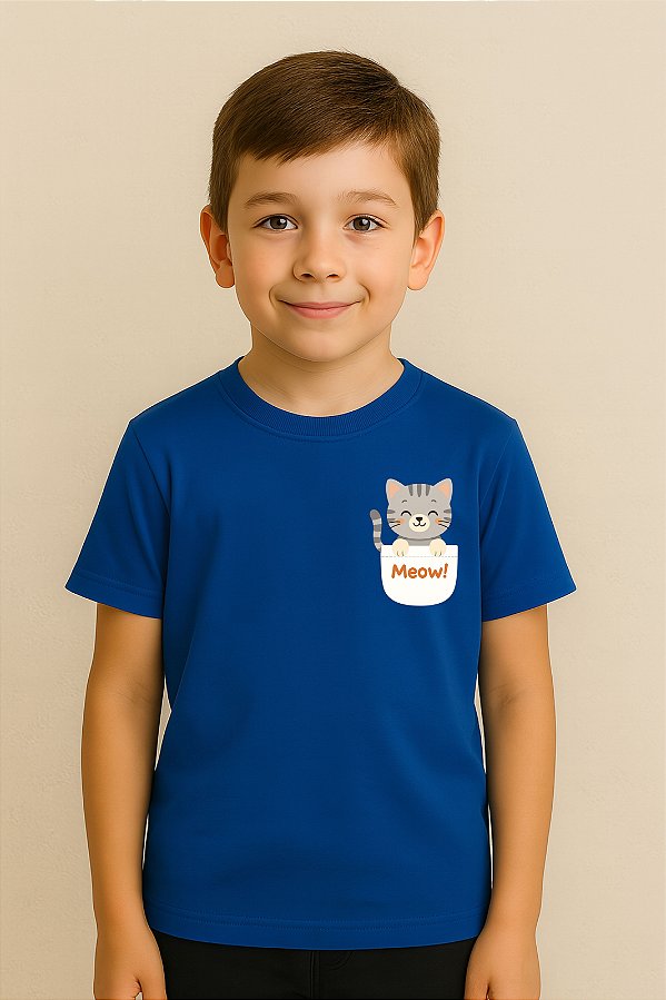 Camiseta Infantil Bolsinho Gato