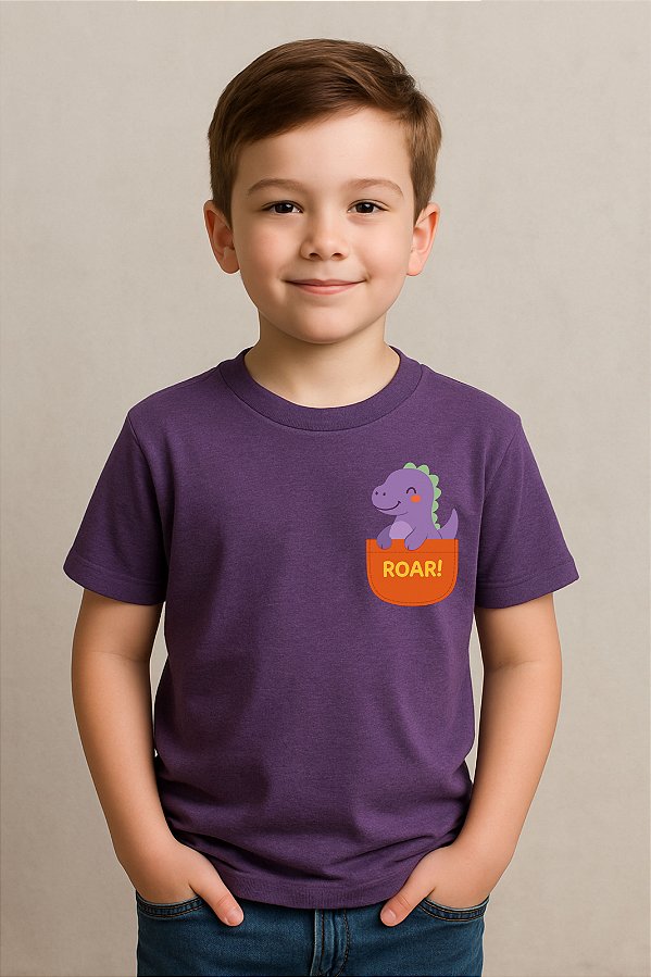 Camiseta Infantil Bolsinho Dinossauro