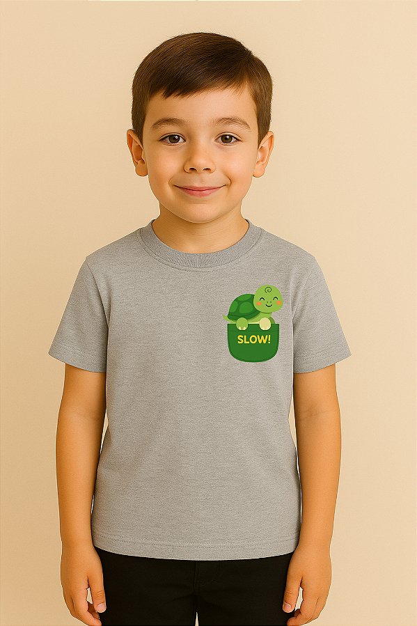 Camiseta Infantil Bolsinho Tartaruga