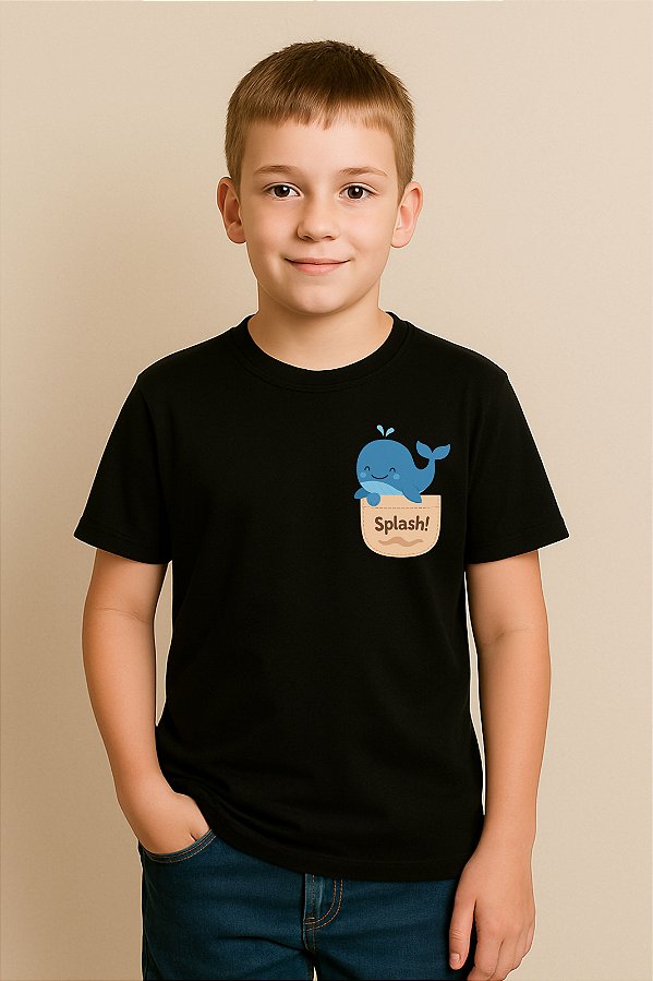 Camiseta Infantil Bolsinho Baleia