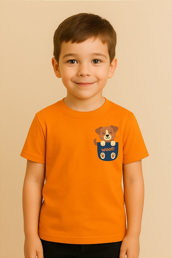 Camiseta Infantil Bolsinho Cachorro