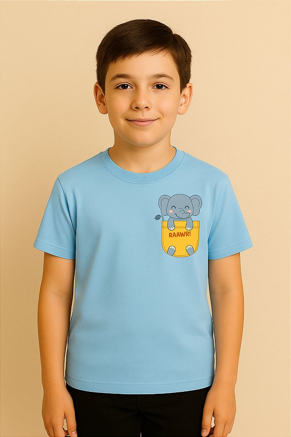Camiseta Infantil Bolsinho Elefante