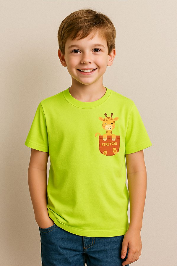 Camiseta Infantil Bolsinho Girafa