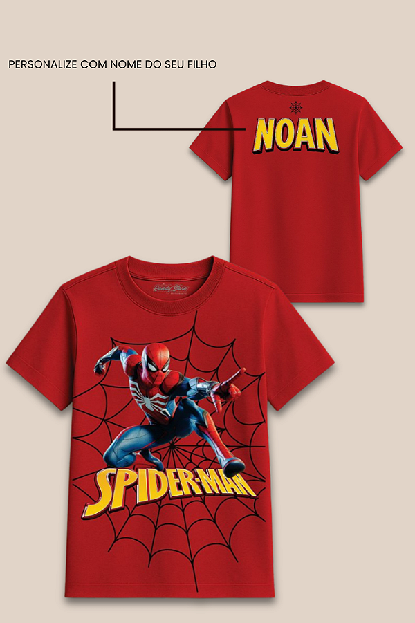 Camiseta Infantil Personalizável Homem-Aranha