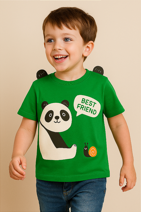 Camiseta Infantil Orelinhas Panda