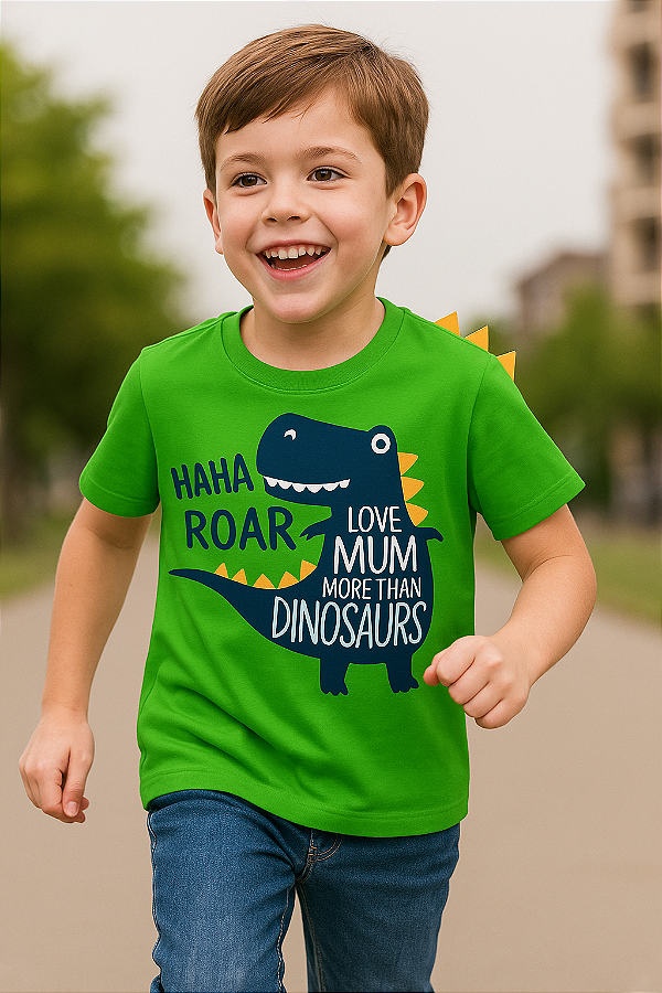 Camiseta Infantil Orelinhas Dino Roar