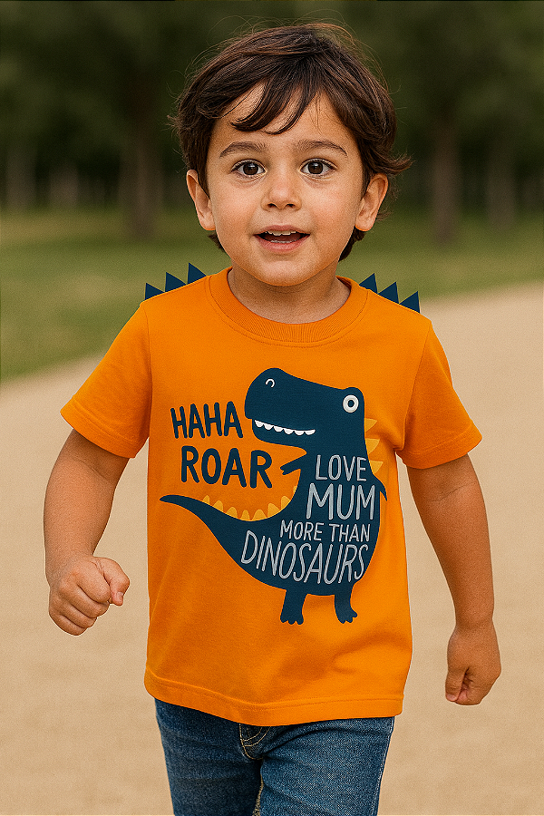 Camiseta Infantil Orelinhas Dino Roar