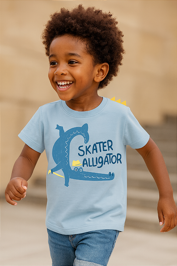 Camiseta Infantil Orelinhas Skater Alligator
