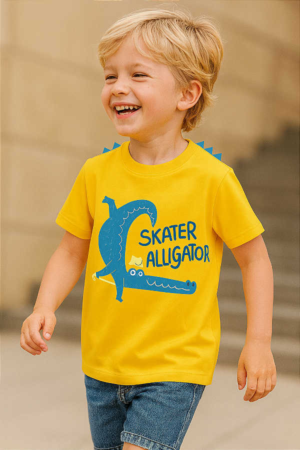 Camiseta Infantil Orelinhas Skater Alligator