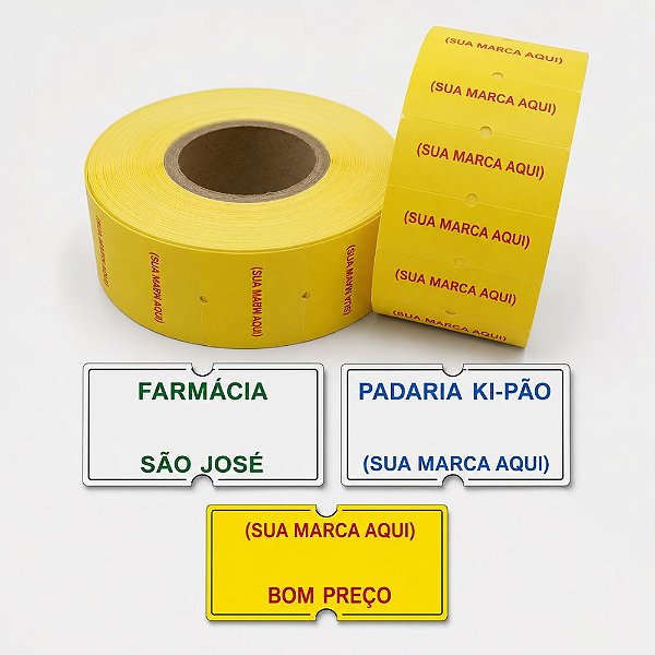 Etiqueta MX Personalizada 21x12 mm para Etiquetadora Manual – Rolo com 1.000 Etiquetas