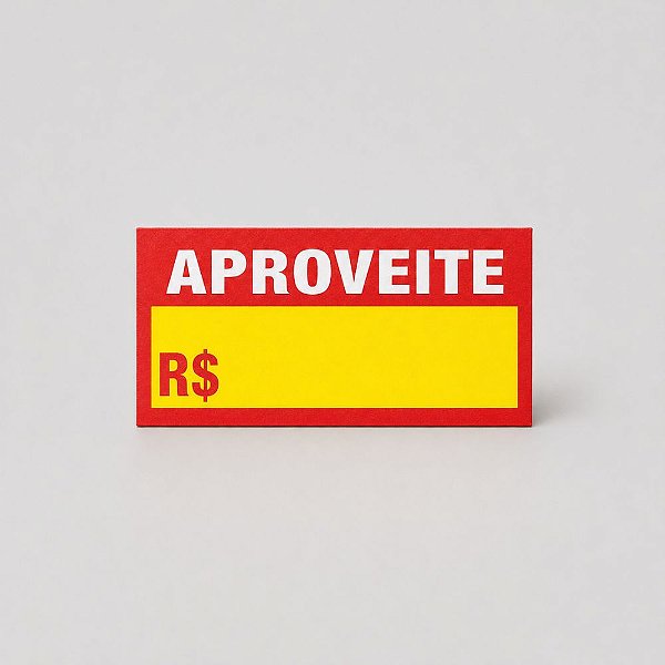 Cartazete de Preço Aproveite 9cm x 4cm | Papel Cartão 250g | 50 ou 100 Unidades