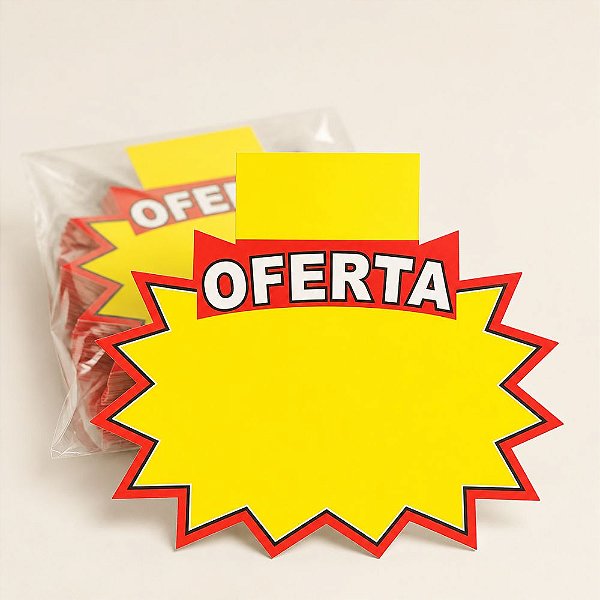 Cartaz Splash Oferta Pequeno 13cm x 8cm – Modelo J | Papel Cartão 250g | 50 ou 100 Folhas
