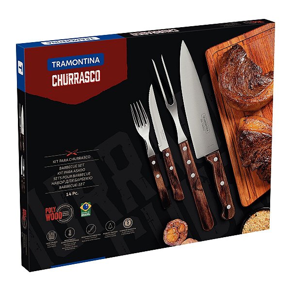 Jogo Faca Talher Churrasco 14PC Polywood Tramontina 21199989