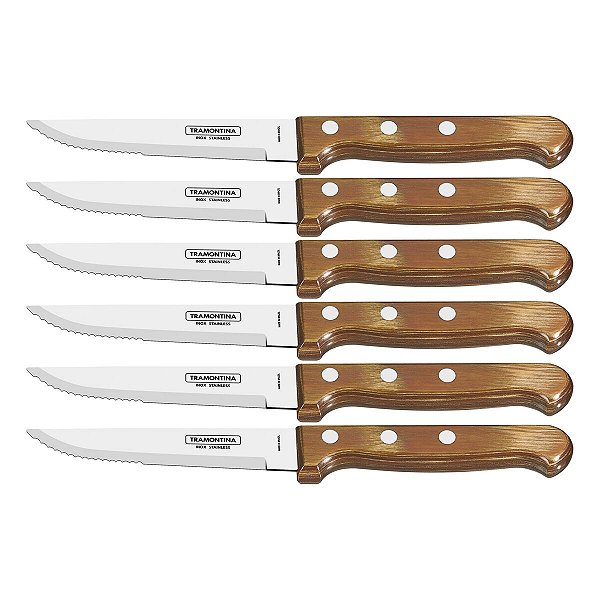 Jogo Faca Inox 6PC Polywood Madeira Tramontina 21413645