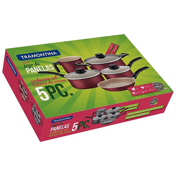 Jogo Panelas Aluminio 5PC Vermelha Turim Tramontina 20298761