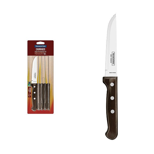 Conjunto Facas Inox 6PC Polywood Madeira Tramontina 21413695