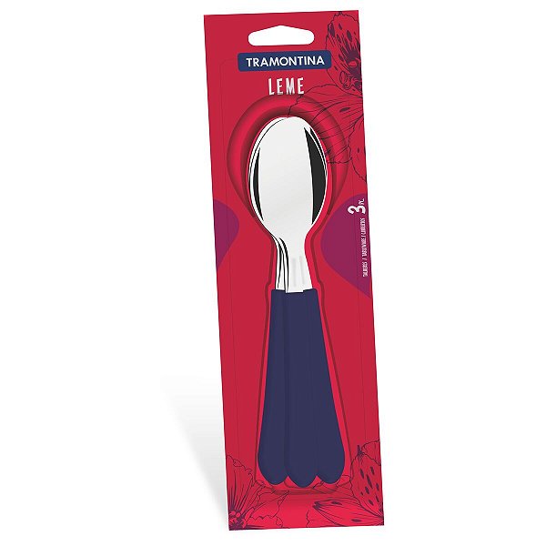 Kit Colher Colheres Inox 3 PCs Azul Leme Tramonti 23183310