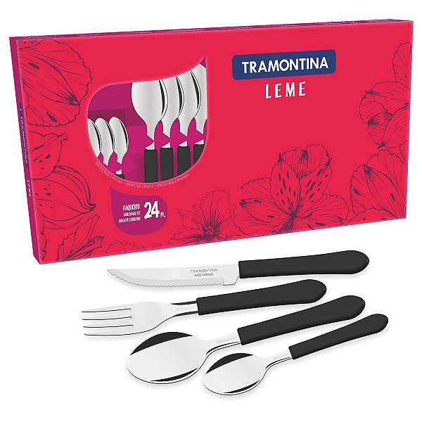 Faqueiro Talher Inox 24 PeCas Preto Leme Tramontina 23198030
