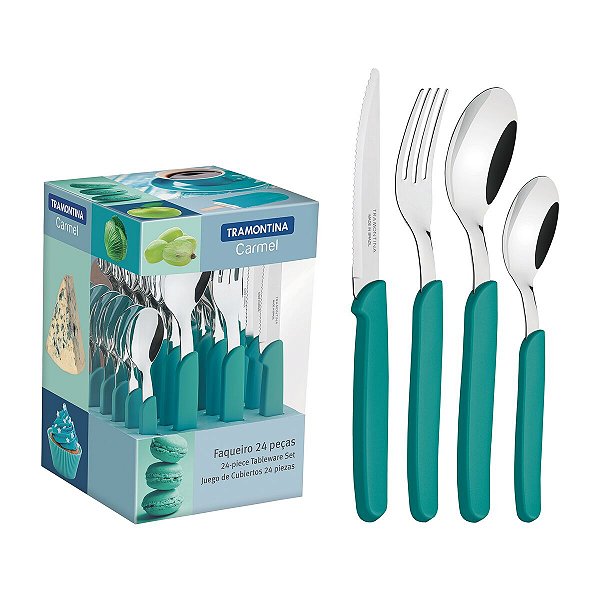 Faqueiro Talher 24 Azul Turquesa Carmel Tramontina 23499025