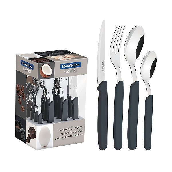 Faqueiro Talher 16 Cinza Escuro Carmel Tramontina 23499001