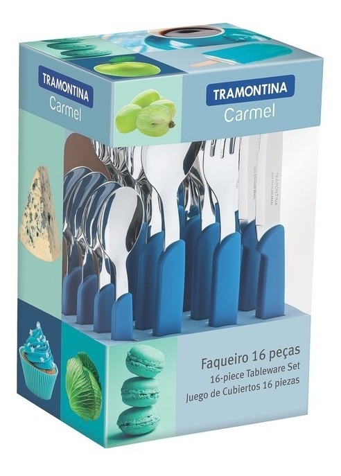 Faqueiro Talher 16 Azul Turquesa Carmel Tramontina 23499004