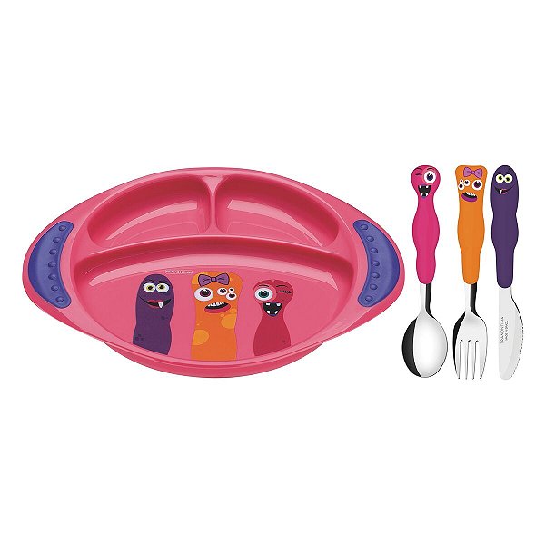 Prato Talher Infantil Bebe Monster Kids Tramontina 23799499