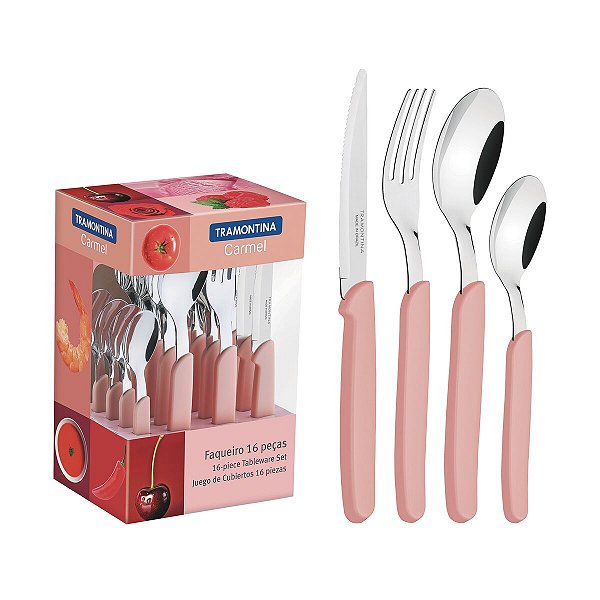 Faqueiro Talher 16 Vermelho Carmin Carmel Tramontin 23499009