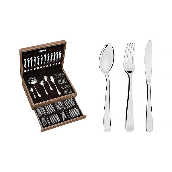 Faqueiro Talher Inox 101 PCs Com Estojo Tramontina 66962210