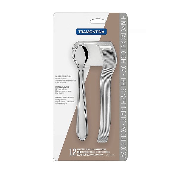 Jogo Colher Coquetel Refresco Inox 12PCs Tramontina 66902206